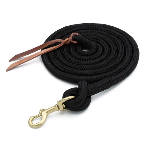 Weaver Equine Performance Lead Rope, Black, 10' Horse Cowboy Rope with Brass Plated Snap, Soft Comfort Grip, Barn Horse Tack for Daily Use - color: Black