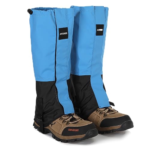 Winter Snow Gaiters for Hiking - Waterproof Ankle Covers for Snow Trekking, Skiing - Universal Fit Men Women - color: Sky Blue & Black
