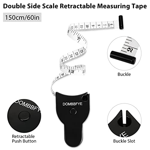 5 Pieces Body Tape Measure Body Measuring Tape Weight Loss, Retractable Push Button and Double Scale, Measuring Tape for Body Measurements Cloth Soft Small Waist Fabric Sewing Tailor, 150cm/60inch - color: Black