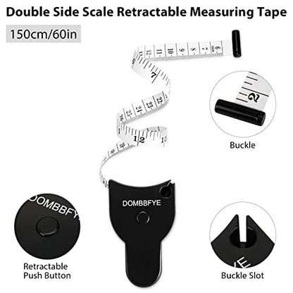 5 Pieces Body Tape Measure Body Measuring Tape Weight Loss, Retractable Push Button and Double Scale, Measuring Tape for Body Measurements Cloth Soft Small Waist Fabric Sewing Tailor, 150cm/60inch - color: Black