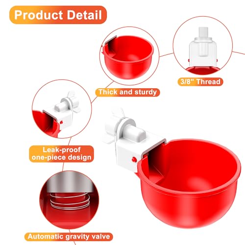 ZenxyHoC Chicken Waterer Cups, 10 Pack Automatic DIY Chicken Water Cup with 3/8'' Hole Saw