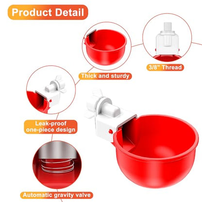 ZenxyHoC Chicken Waterer Cups, 8 Pack Automatic DIY Chicken Water Cup with 3/8'' Hole Saw