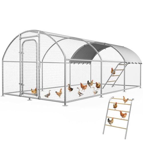 Chicken Coop with Roosting Perch, Waterproof Cover for Outdoor, Dome Shaped (10' L x 19.7' W x 6.4' H) - size: 20x10Ft-Dome