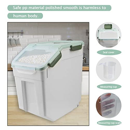 Large Flour Storage Container Bin 50lb, 2Pack Airtight Rice Storage Containers with Wheels Seal Locking Lid, BPA Free with Measuring Cup&Scoop for Flour, Rice, Grain(Green) - color: Green
