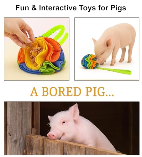 Snuffle Ball with Handle for Pigs– Pig Enrichment Toys for Mini Pigs, Potbellied Pigs & Farm Use – Interactive Foraging & Rooting Toy, Slow Feeding Pig Toys Accessories
