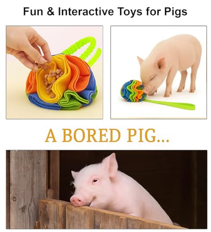 Snuffle Ball with Handle for Pigs– Pig Enrichment Toys for Mini Pigs, Potbellied Pigs & Farm Use – Interactive Foraging & Rooting Toy, Slow Feeding Pig Toys Accessories