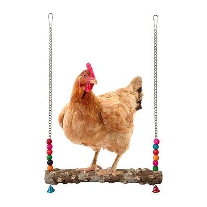 Chicken Swing Toy – Wooden Claw Perch Bridge, Hanging Exercise Ladder, Bell Accessory | Interactive Poultry Play Set, Enrichment Activity Equipment for Coop Cage Use - size: B