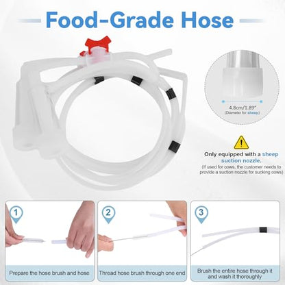 Goat Milking Machine 5L - 304 Stainless Steel Bucket, Electric Automatic Pulsation Vacuum Milker, Portable Milker with Food-Grade Silicone Cups and Tubes, Adjustable Suction for Cows and Sheep - size: 5L/1.32GAL