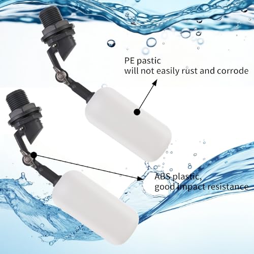 0.5 Inch Float Valves Automatic Water Filler for animal drinking 1/2" Adjustable Float Valve for Ponds & Livestock Troughs Durable Plastic and Easy Install for farm use (3-Pack White)