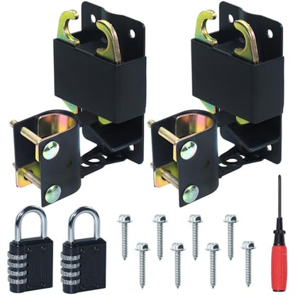 2 Pack Small Two Way Gate Latch (3"x5") – Heavy Duty Gate Latch | Fits Metal Gates with 1-1/4" to 1-1/2" Tubes – Black 2-Way Latch with 4-Digit Combination Lock, Ideal for Farms & Pastures - color: 2 Pack Black Two-Way Gate Latch