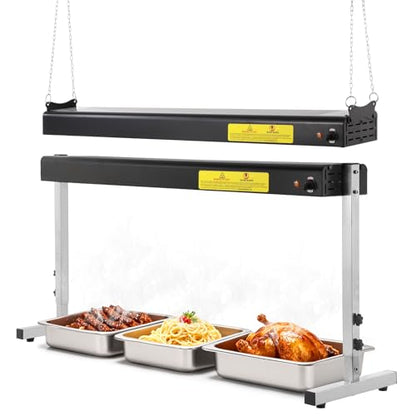 36-Inch Food Heat Lamp, 1000W Commercial Food Warmer Lamp Electric Strip Heater Overhead Stainless Steel Heat Lamps for Buffet Restaurant Parties Catering, Black 115V - color: Black, size: 36 Inch