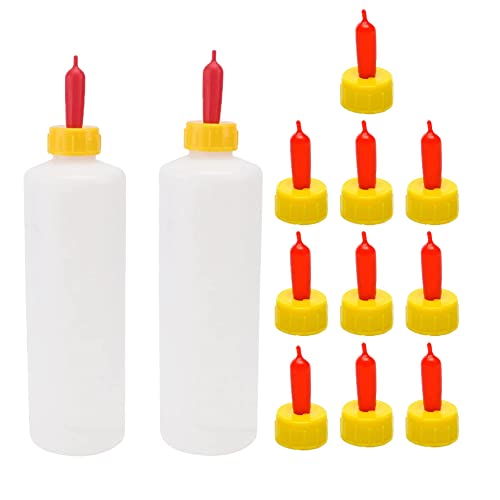 Goat Nipple and Bottles Set, 12 Pieces Small Animal Milk Drink Pritchard Nipple 2 Pieces 400 ml Lamb Feeding Bottle Kit for Feeding Sheep Goat Lamb Puppy (White 12) - color: White 12