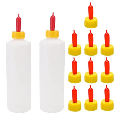 Goat Nipple and Bottles Set, 12 Pieces Small Animal Milk Drink Pritchard Nipple 2 Pieces 400 ml Lamb Feeding Bottle Kit for Feeding Sheep Goat Lamb Puppy (White 12) - color: White 12