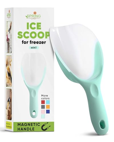 Spring Chef Dog Food Scoop, Contoured Translucent Flexi-Plastic Pet Food Scooper with Soft Grip Handle, Kitchen Magnetic Ice Scoop for Freezer, Ice Machine, Popcorn, Flour, Coffee Bean - Mint - color: Mint