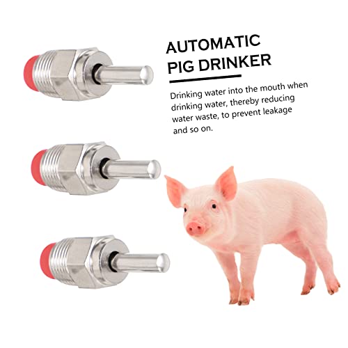 Toddmomy 5Pcs Stainless Steel Automatic Pig Waterer Nipples Efficient Animal Water Supply for Sows Pigs and Livestock Leak Design Reduces Install for Clean Drinking