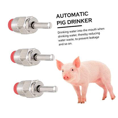 Toddmomy 5Pcs Stainless Steel Automatic Pig Waterer Nipples Efficient Animal Water Supply for Sows Pigs and Livestock Leak Design Reduces Install for Clean Drinking