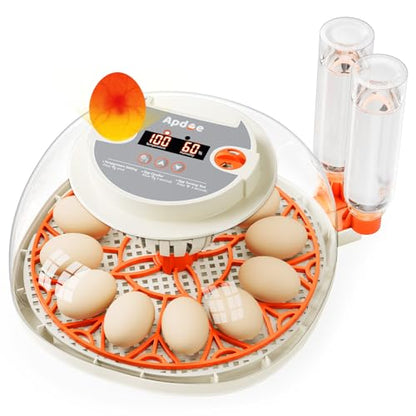 APDOE Egg Incubators for Hatching Eggs, Temperature and Humidity Control, Automatic Egg Turning, Egg Candler, External Water Bottle, Air Vent, for Chicken, Duck & Quail Eggs, 12 Eggs - size: 12 Eggs
