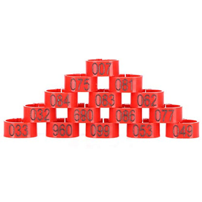 100 Piece Numbered Bird Leg Rings, 001 to 100 Plastic Poultry Identification Bands, Clip on Leg Rings for Chickens, Ducks and Geese(12mm) - size: 12mm