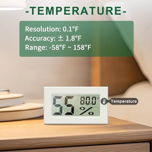 Atogou Mini Hygrometer Indoor Humidity Meter, Digital Humidity Gauge Indoor Thermometer (℉) for Home, Office, Reptile, Car, Greenhouse, Lab, Terrarium, Cellar, Humidors A02 White