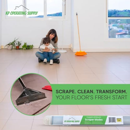 8" Replacement Floor Scraper Blades 10-Pack - Angled Demolition Scraper Blades for Efficient Flooring Removal and Demolition Razors - Compatible with Telescoping Floor Scrape - by KP Operating Supply - size: Pack of 10