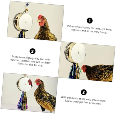 Kisangel Chicken Toy for Stainless Steel Double-Sided Mirror Drum Fun and Engaging Pet Toy Promotes Activity and Relieves Boredom for Poultry