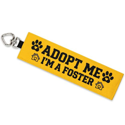 Adopt Me I'm a Foster Dog Leash Wrap, Highly Visible Yellow Warning Sleeve with Heart Snap Hook, Durable Double-Sided Canvas Lead Cover for Foster Pets and Rescue Dogs (Adopt Me I'm a Foster) - color: Adopt Me I'm a Foster
