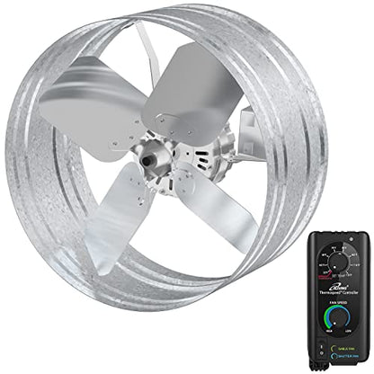 iLiving NEW Upgraded 14" Wall Mounted Variable Speed Gable Exhaust Fan with Thermostat and Speed Controller for Greenhouse, Attics, Workshop, 2339 CFM, Coverage 3400 SqFt - style: 2339 CFM (Variable Speed & Speed Controller)