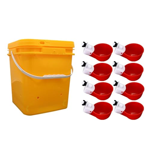 Outdoor Chicken Feeder Set, Poultry Feeder & Chicken Watering System, 12 Liter Large Capacity Automatic Chicken Waterer with Cups for Hens Ducks Quails Geese and Poultry (Color D) - color: Color D