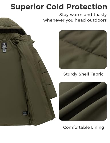 wantdo Women's Warm Winter Coat Hooded Puffer Jacket Long Parka (Available in Plus Size) - color: Army Green, size: Medium