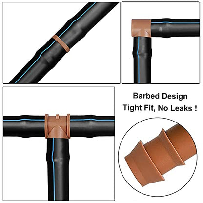 21-Pack Drip Irrigation Universal Barbed Tee Fitting, Barbed Connectors for 1/2" Drip Tubing - size: 21P-Tee