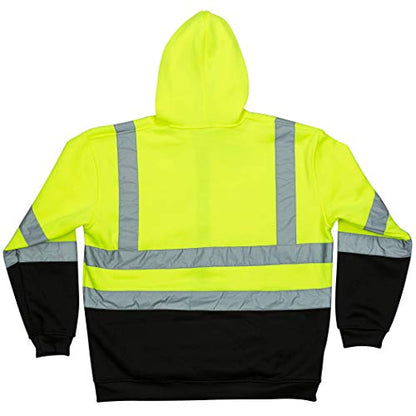 North 15 Men's High Visibility Safety Hooded Fleece Sweatshirt - size: XX-Large
