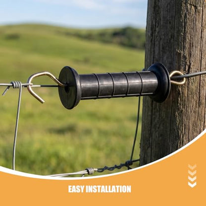 ERINGOGO 4pcs Electric Fence Insulated Gate Handles with Spring Hook, Heavy Duty Pp and Iron Material, Universal Compatibility for Garden and Outdoor Fences, Suitable for Livestock