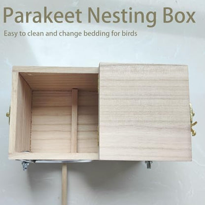 Parakeet Nesting Box Bird Nest Breeding Box with Perch | 7.87 X 4.72 X 4.72 inch Parrot Mating Box Wood Bird House Aviary for cage (S Horizontal Wood) - style: S Horizontal Wood