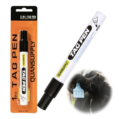 Ear Tag Marking Pen, Cattle Ear Tag Marker, with Special Black Ink, Long Lasting and Fade-resistant, Tag Pens for Livestock Ear Tags
