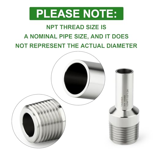 TAISHER 5PCS 304 Stainless Steel Pipe Fittings, 1/2" NPT Male Threaded, 2" Length Weld Nipple Cast Pipe - size: 1/2" NPT x 1/2" OD(2" Length)
