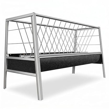 77 Gallon Stainless Steel Anti-Waste Feeder, Rubber Trough Hay Feeder, Heavy Duty Farm Feeding Device for Goats, Sheep, Calves and Horses Outdoor Use