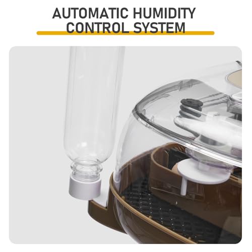 24 Egg Incubator with Automatic Egg Turning, 110V Digital Poultry Hatcher with LED Egg Candler, Temperature & Humidity Control, Auto Water Adding, for Chickens Ducks Quails, Khaki & Transparent