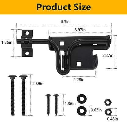 HOME MASTER HARDWARE Heavy Duty Slide Bolt Gate Latch, Thickened Metal Sliding Bolt Door Lock with Padlock Hole, Solid Hardware for Wooden Fence, Barn Door, Shed Door, Yard Door, Interior and Outdoor