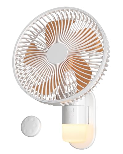 10” Wall Mount Fan with Light & Remote Control for Small Spaces, RV Fan with 30dB Quiet, 20ft Powerful Airflow , Timer,90° Auto Oscillating,4 Speeds,180° Adjustable Tilt for RV/Bedroom/Bathroom/Office