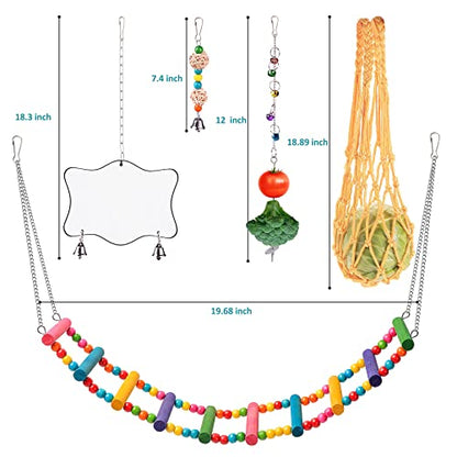 Chicken Toys for Coop 9PCS Set, KAKUNM Chicken Enrichment Toys, Including Xylophone, Swing, Chicken Mirror, Chicken Flexible Ladder, Vegetable String Bag and Hanging Feeder Coop Toy Accessories - color: 9PCS