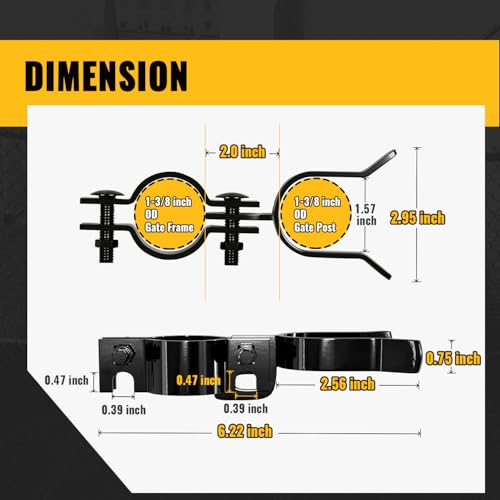 VIVIDA 1-3/8" x 1-3/8" Chain Link Fence Gate Latch, Black Gate Fork Latch with Padlock Hole, Black Powder Coated, Bolts & Nuts Included, 1 PCS - size: 1-3/8" x 1-3/8" (1 PCS)