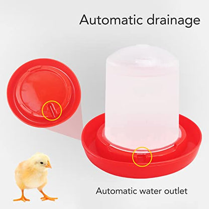 Chick Feeder and Waterer Set, Automatic 0.04 Gal Feeding and 0.04 Gal Watering Poultry Feeder and Waterer Combo with Rotary Sleeve, Hollow, Detachable