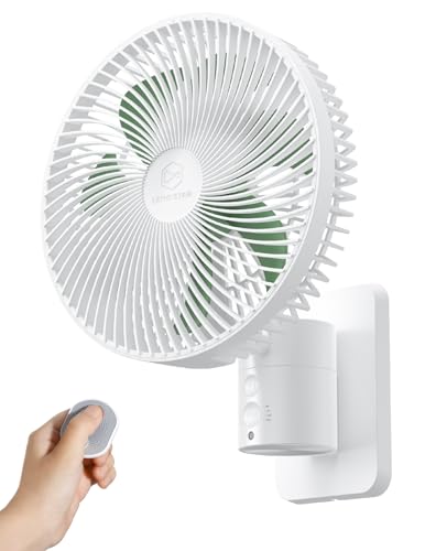 8.5-Inch Quiet Wall-Mounted Oscillation Fan with Remote & Timer, 4-Speed Adjustable for Small Bathrooms, Indoor Bedroom Cooling for RV, Adjustable Tilt, 5.92 ft Cord, Garage Cooling Fan for Home - color: White Frame/Green Blade, size: 8.5 Inch