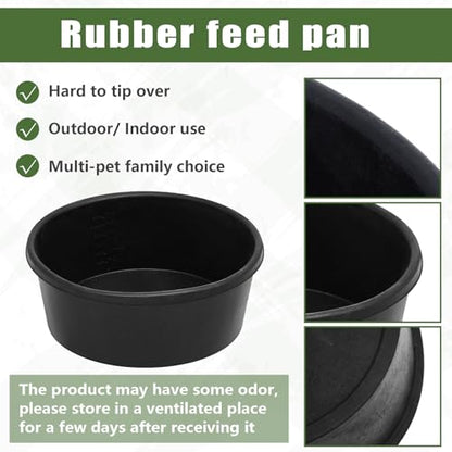Sadnyy 4 Pcs Rubber Feeder Pan, Rubber Feed Pan Utility Horse Feed Bucket Dog Bowl Horse Feeder for Cats Dogs Goats Chicken Dust Bath Container Animal Feeding, 10.6 x 4.1 Inch(4 Quart/ 1 Gallon) - size: 4 Quart/ 1 Gallon