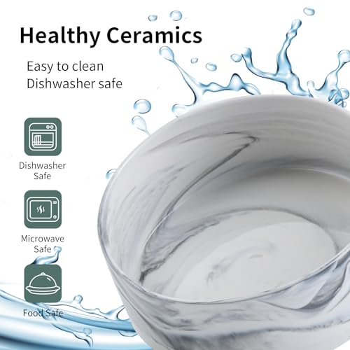 Raised/Elevated Ceramic Dog Bowl for Medium Large Sized Breeds,Large Dog Food Water Bowl with Stand,8 in Non Slip Heavy Weighted 1800ml/ 7.6 Cups/60 OZ Marble Grey - color: Marble Grey, size: 8 in