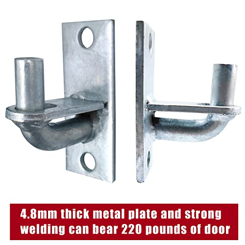 2 Pack Wall Mount Gate Hinges, Heavy Duty Chain Link Fence Gate Hinges with 5/8 Hinge Pin for Fences & Farm Gates (Screws Not Included), Silver - color: Silver