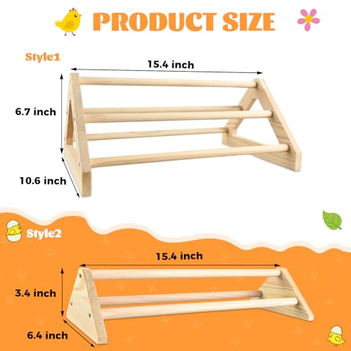 2 Pcs Long Pine Wooden Chick Perch Set, Strong Pine Wood Roosting Bar with Holes | Brooder & Coop Accessories, Jungle Gym Fun Toys for Baby Chickens