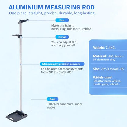 Height Measurement，Medical Portable Stadiometer, Height Rod，Portable Height Measuring Rod(Error Accuracy is Adjustable)，8-85 in/20-217 cm，Used in Homes, Offices, Gyms, Schools, etc