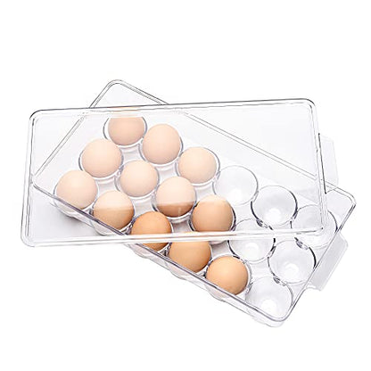 18 Eggs Holder for Refrigerator, Clear Egg Container for Fridge, Kitchen - size: 18 Eggs