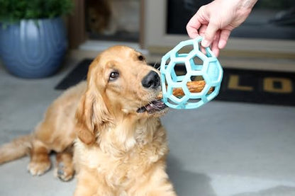 JW Pet HOL-ee Roller™, Dog Toy Puzzle Ball, Natural Rubber, Large (5.5” Inch Diameter), Blue - color: Blue, size: 5.5 Inch